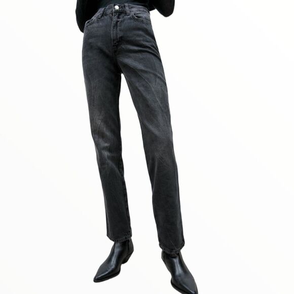 ZARA | Black | ZW THE STRAIGHT FULL LENGTH JEANS - Picture 7 of 10